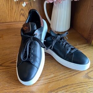 Good Man Brand Black Italian Leather Sneakers with Brown Accent Size 8